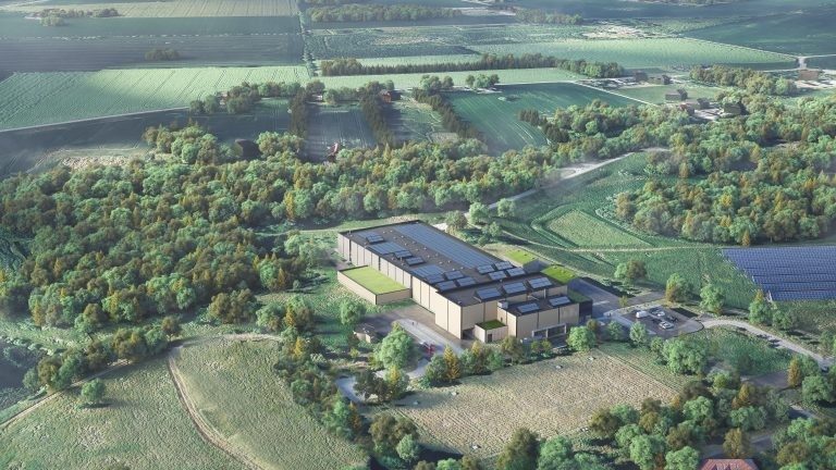 Regnemark waterworks architectural rendering, paired with the project case on Damstahl’s water-sector page.